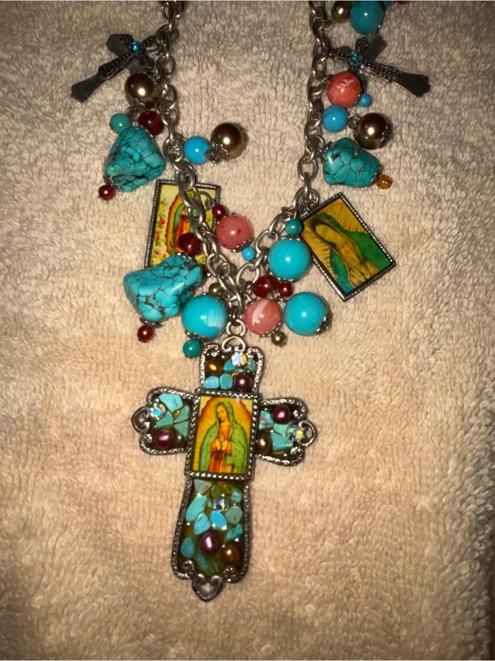 Yousi (You and I) Huge Dramatic & Colorful Cross Statement Necklace